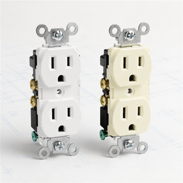 Contactos eléctricos dúplex blanco y marfil