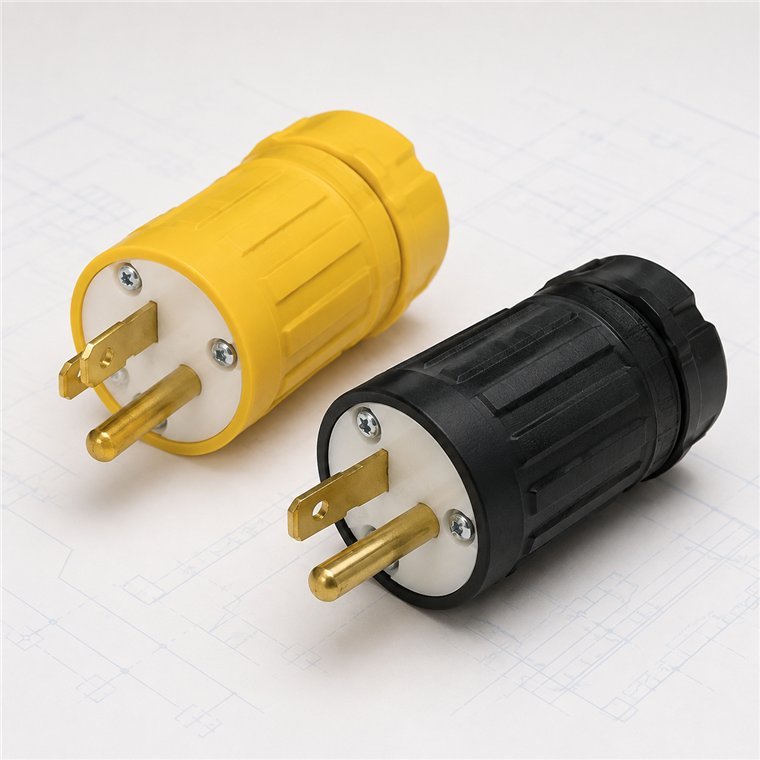 Enchufes eléctricos industriales amarillo y negro