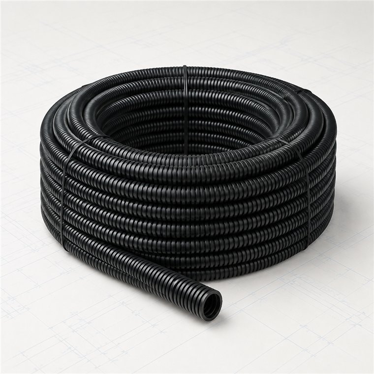 Rollo de poliducto negro corrugado