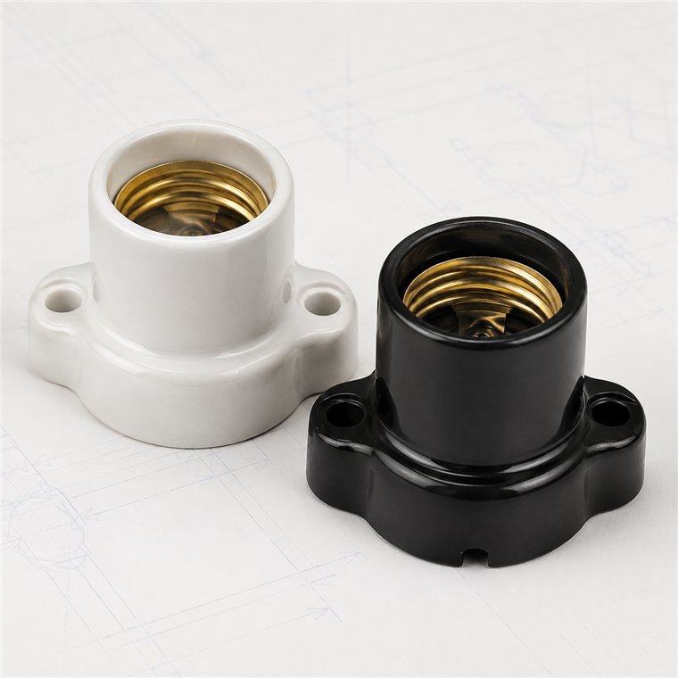 Sockets para lámpara en blanco y negro